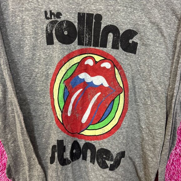 The Rolling Stones Hot Lips Rock Long Sleeve Scoopneck Top M - Picture 2 of 4